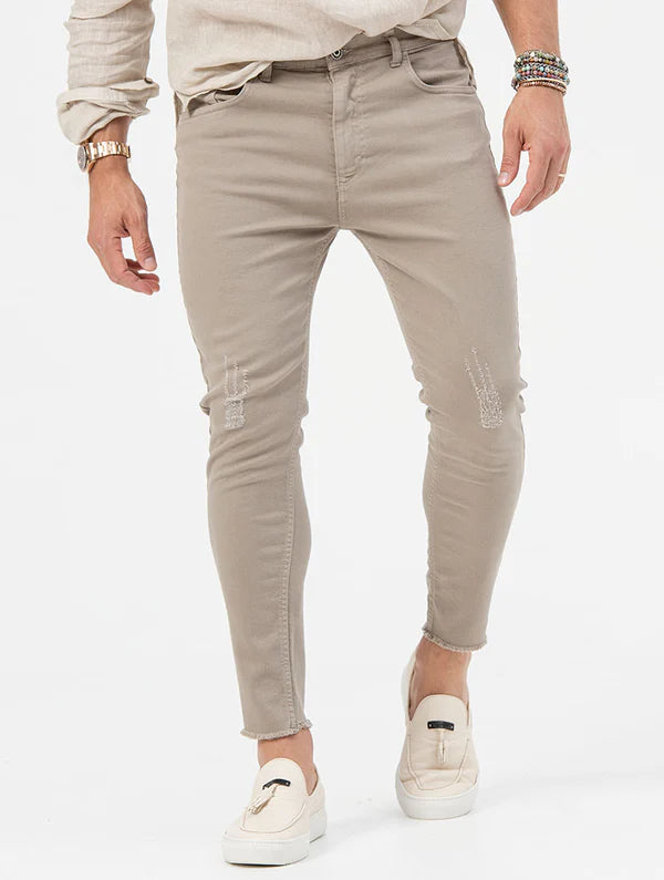JASE BEIGE RIPPED JEANS Article 42