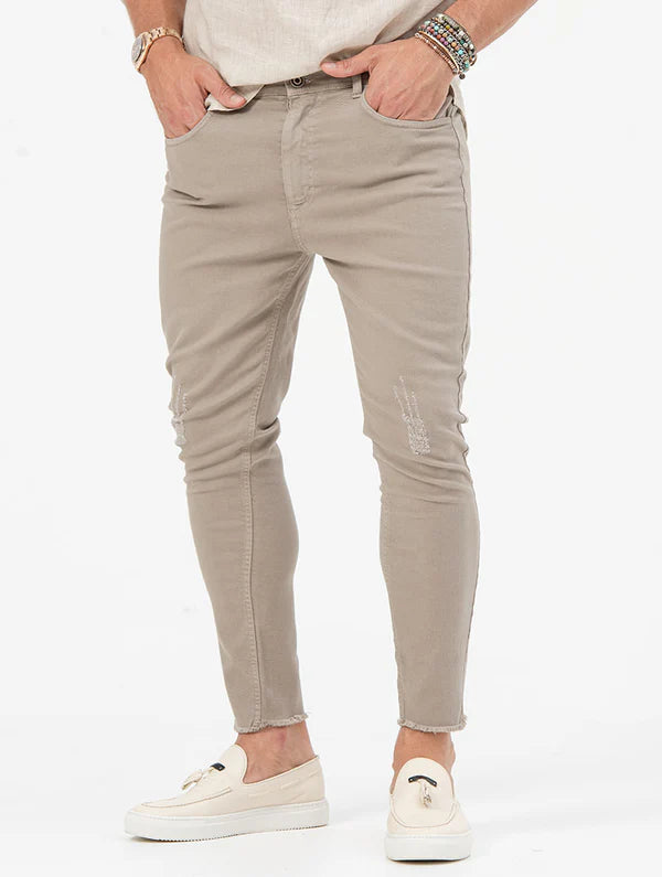 JASE BEIGE RIPPED JEANS Article 42