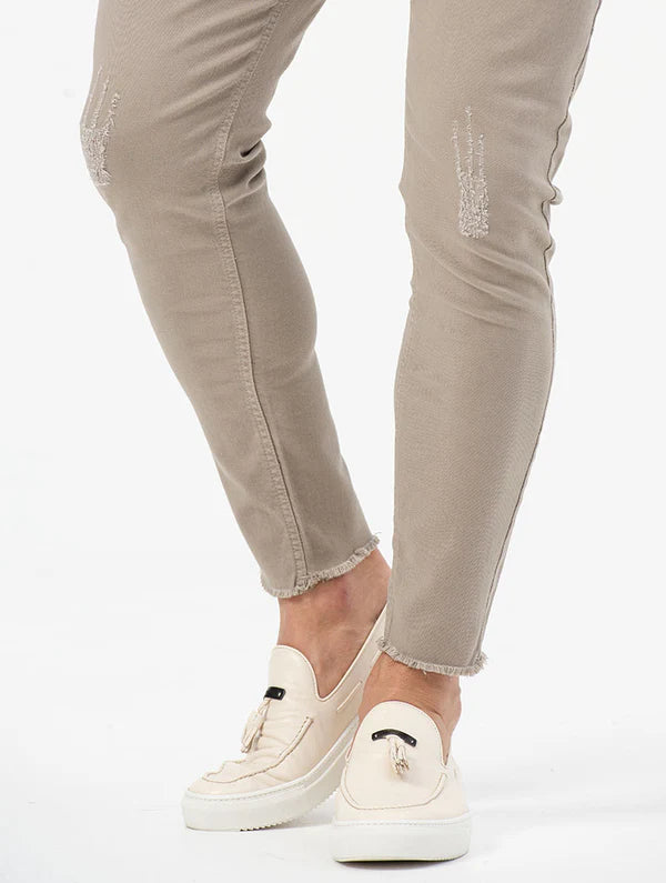 JASE BEIGE RIPPED JEANS Article 42