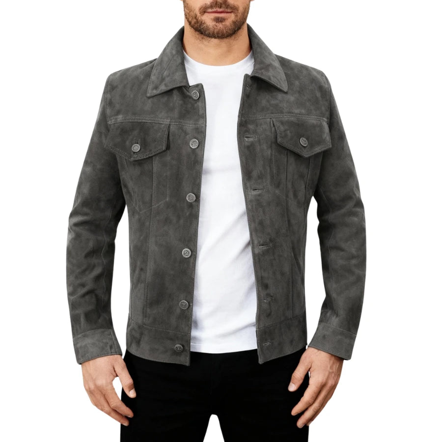 B rian Grey Suede Trucker Jacket Article 33