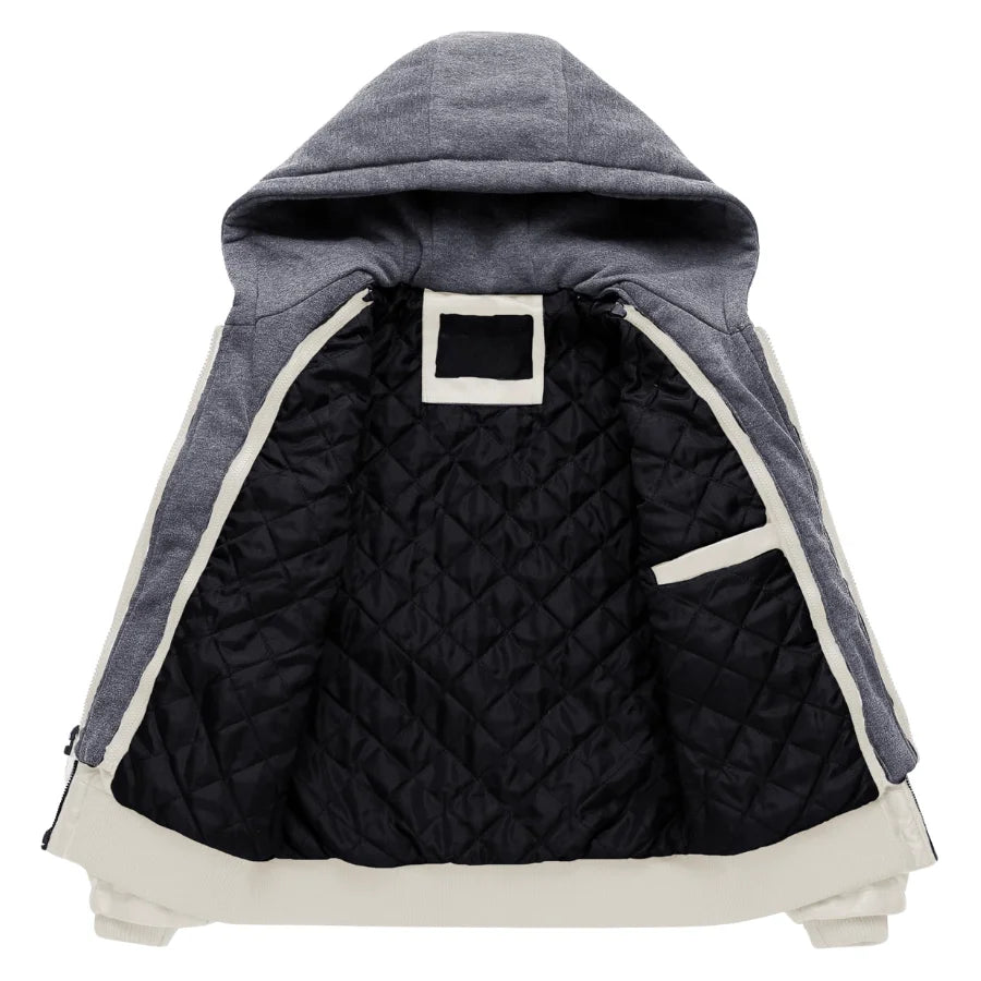 Dean White Hooded Leather Bomber Jacket Article 35