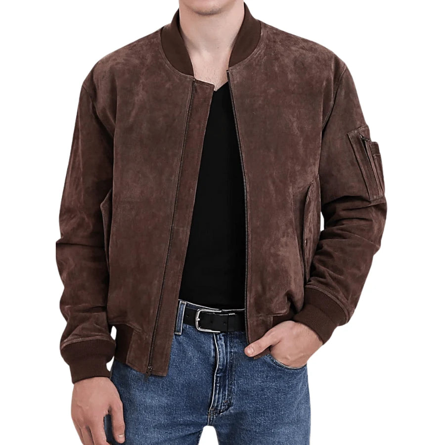 Kian Ma-1 Choco Brown Suede Bomber Jacket Article 31