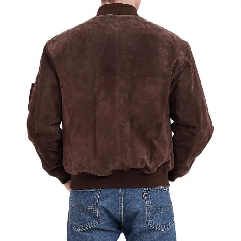 Kian Ma-1 Choco Brown Suede Bomber Jacket Article 31