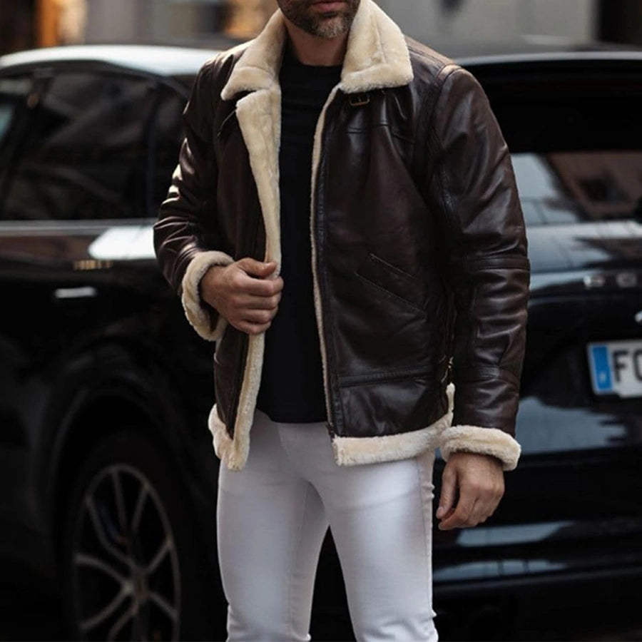 Leon B-3 Black Leather Bomber Jacket Article 29