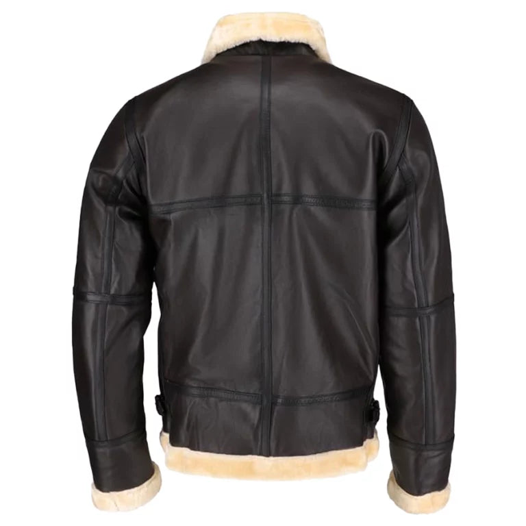 Leon B-3 Black Leather Bomber Jacket Article 29