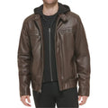 Liam Brown Hooded Leather Biker Jacket Article 34