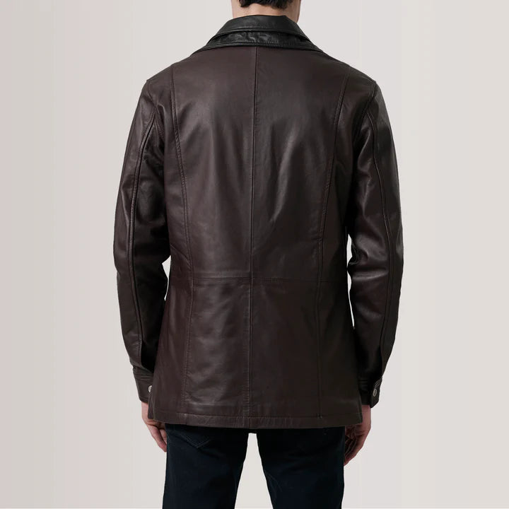 Connor Maroon Leather Coat Article 4