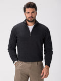 ANTHRACITE WOOL ZIP-UP SWEATER Article 19