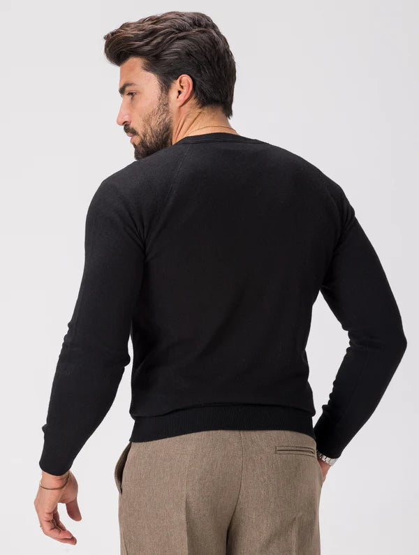 BLACK WOOL CREW NECK SWEATER Article 45