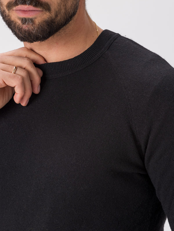 BLACK WOOL CREW NECK SWEATER Article 45