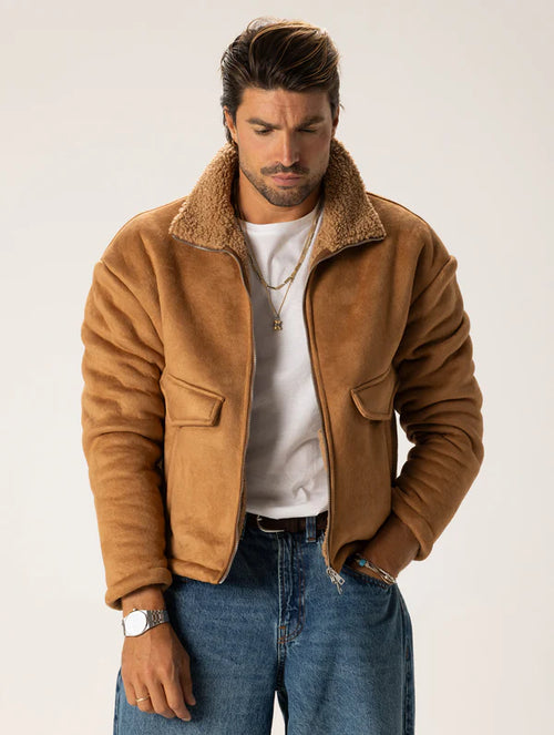 AKINORI CAMEL SHEARLING JACKET Article 9