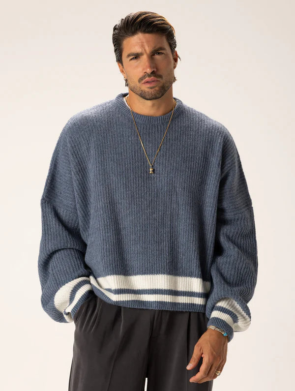 AKIRA CREW NECK SWEATER IN AVIATION BLUE Article 26