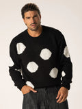 BLACK CREW NECK POLKA DOTS SWEATER Article 44