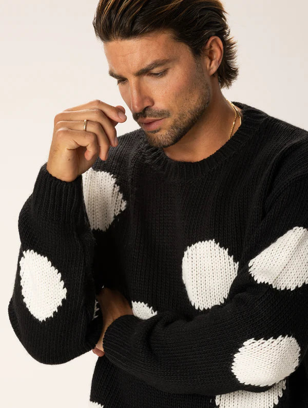 BLACK CREW NECK POLKA DOTS SWEATER Article 44
