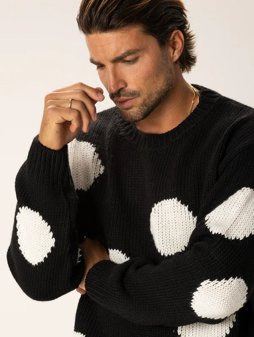 BLACK CREW NECK POLKA DOTS SWEATER Article 44