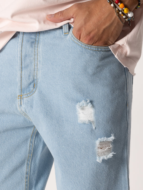 YAN RIPPED LIGHT DENIM JEANS Article 12