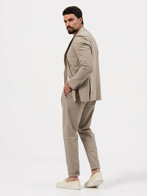 DUBAI DOUBLE-BREASTED BLAZER IN TAUPE Article 23